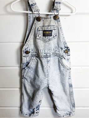 Vintage OshKosh Acid Wash 80s Toddler Vestbak Bibs Overalls | 18 Months
